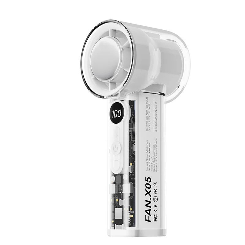 

ABLQ Mini Turbo Fan AI Высокоскоростной ручной охлаждающий вентилятор 100 уровней Регулируемый цифровой дисплей для путешествий/работы/дома/на открытом воздухе B