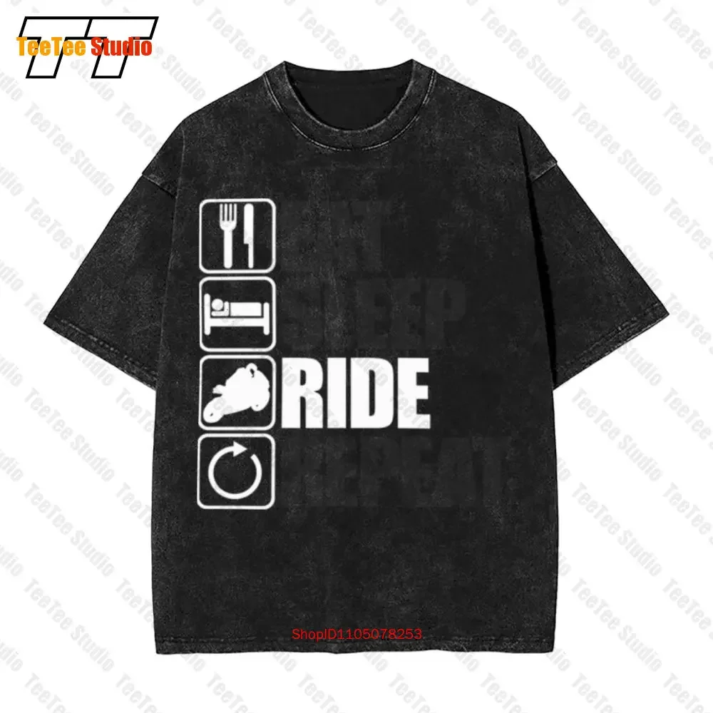 Eat Sleep Ride Repeat Biker Aesthetic Clothing T-Shirt 7XC6