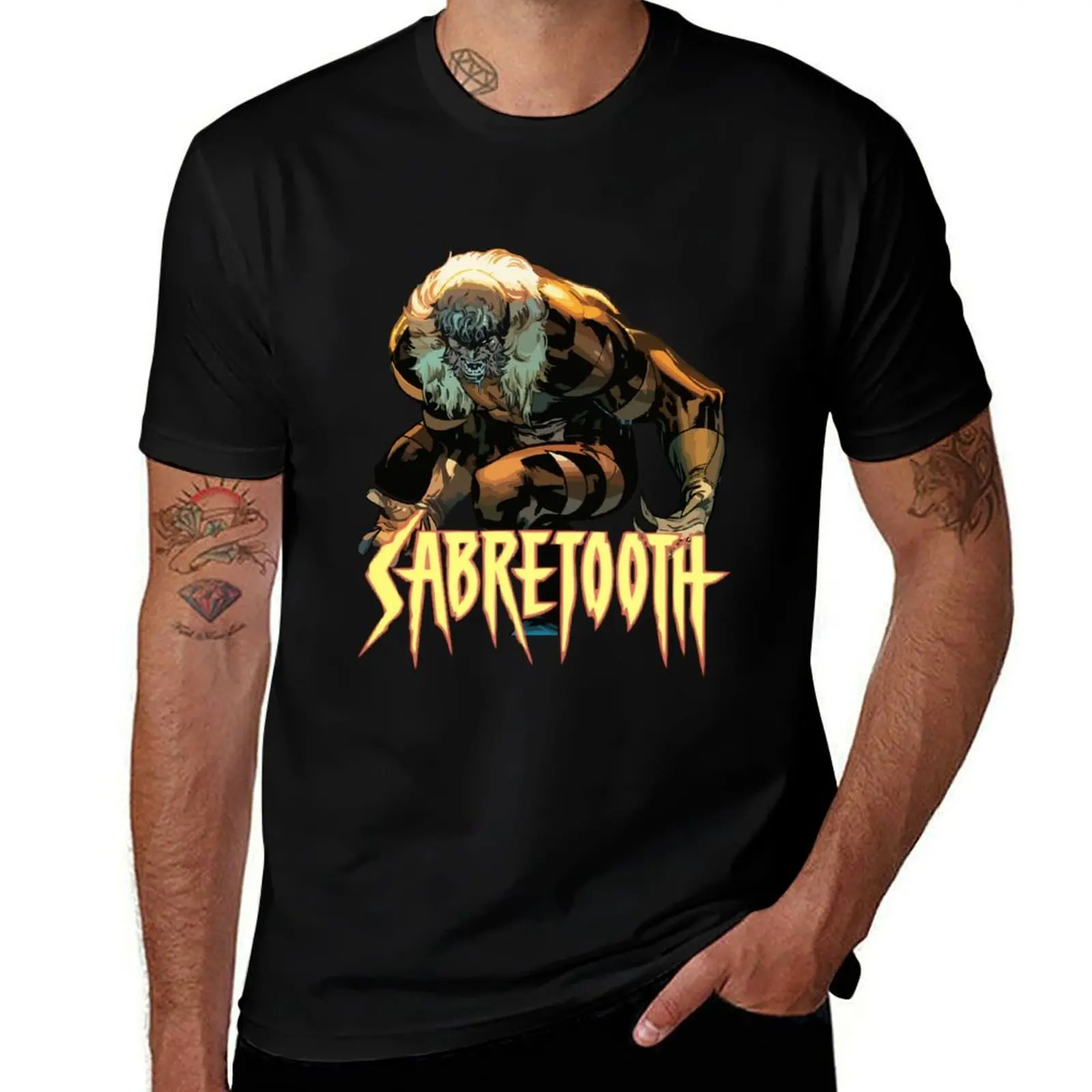 

white with prints t shirt t for essential Logo Sabretooth shirts T-Shirt man pack t shirts