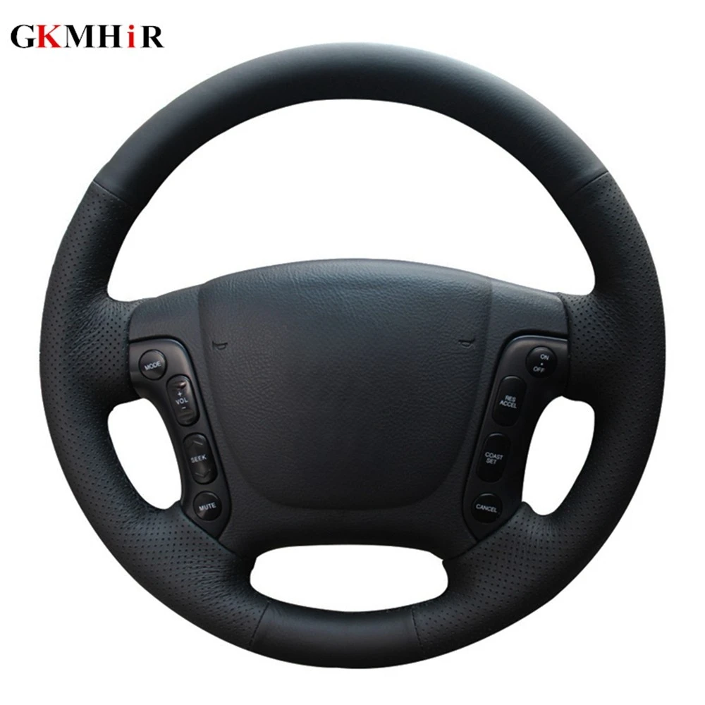 DIY Hand-stitched Non-slip Black Artificial Leather Car Steering Wheel Cover For Hyundai Santa Fe 2007 2008 2009 2010 2011 2012