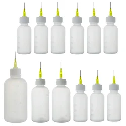 Botella artística de 5 uds., 30ml, 50ml, 100ml, botella de pegamento con punta de aguja, dispensador de flujo líquido para apretar, aplicador, contenedor dispensador de plástico