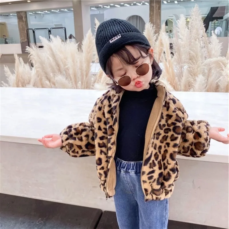 2024 Girl kids New Spring winter Leopard Children Coat Cotton Jacket good quality comfortable cute baby Clothes