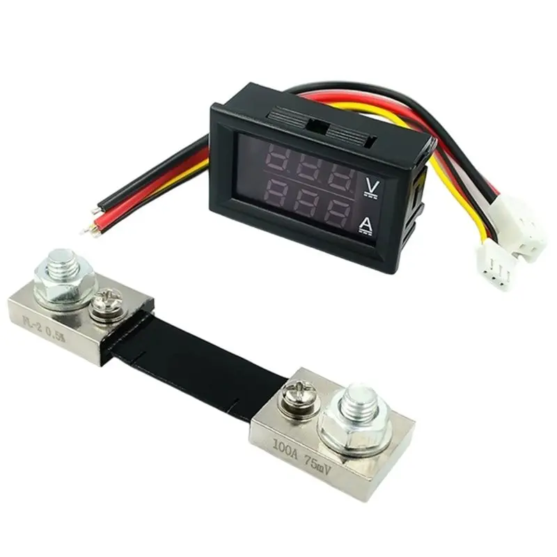 medidor-de-corrente-shunt-a26f-100a-medidor-de-voltagem-amperimetro-wattimetro-e-kwh-dc
