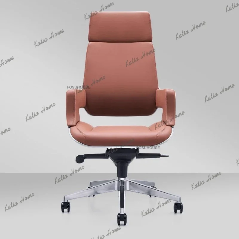 LSFrench Leather Office Chairs High Back Boss Chair Lift Swivel Computer Armchair European Bedroom Furniture Leather Gaming Chai