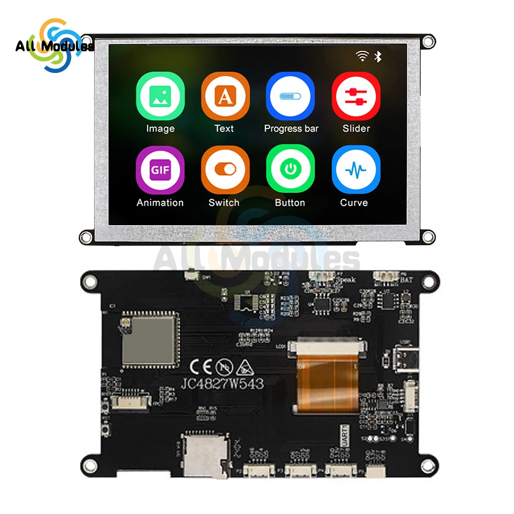 ESP32-S3 4.3-inch/5-inch IPS High-definition LCD Display Module Capacitive Touch Screen with WIFI and Bluetooth