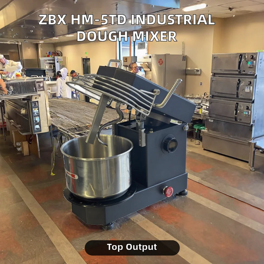 ZBX HM-5TD New Industrial Automatic Lifted Head High Productivity 2kg 4kg Brushless Motor Wheat Bread Machine Spiral Dough Mixer