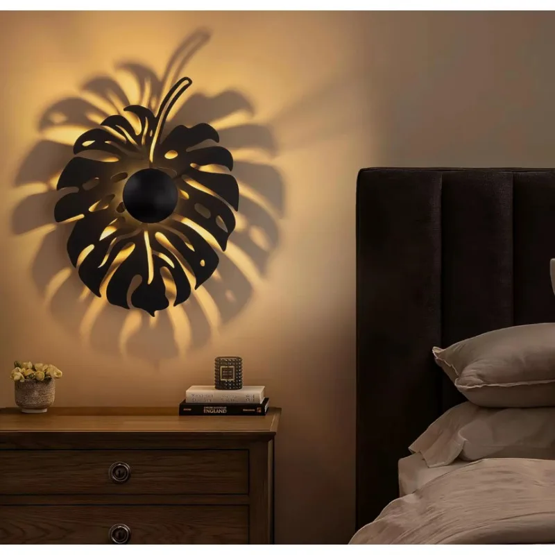 Vintage medieval leaf wall , living room, bedroom, bedside bed and breakfast, hotel corridor aisle designer ambient