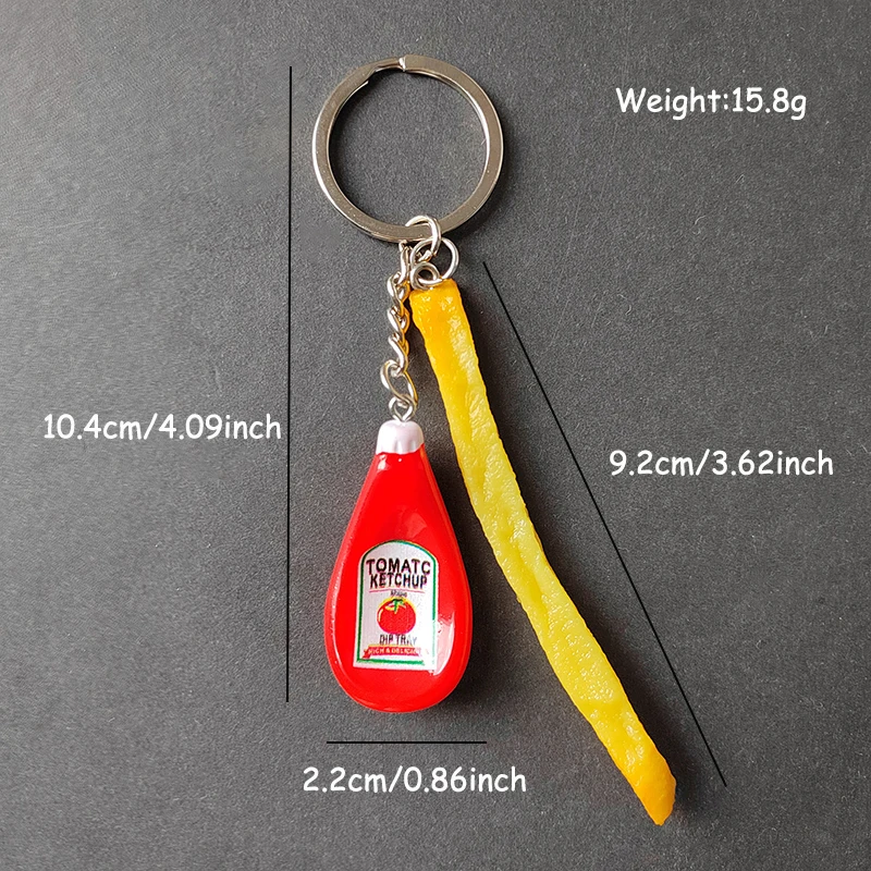 الراتنج صلصة الطماطم البطاطس المقلية سلاسل المفاتيح لصديق هدية الإبداعية مضحك مقلد الغذاء قلادة حقيبة صندوق سيارة حلقة رئيسية الحلي #6