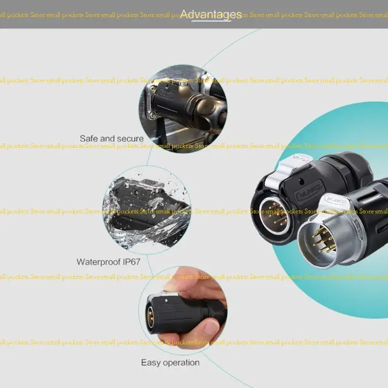 

R1WD LP20 Waterproof Back Nut Connector 2/5/7/9 pin Power Cable Connector Male Plug and Female Socket 5-200Hz Frequency