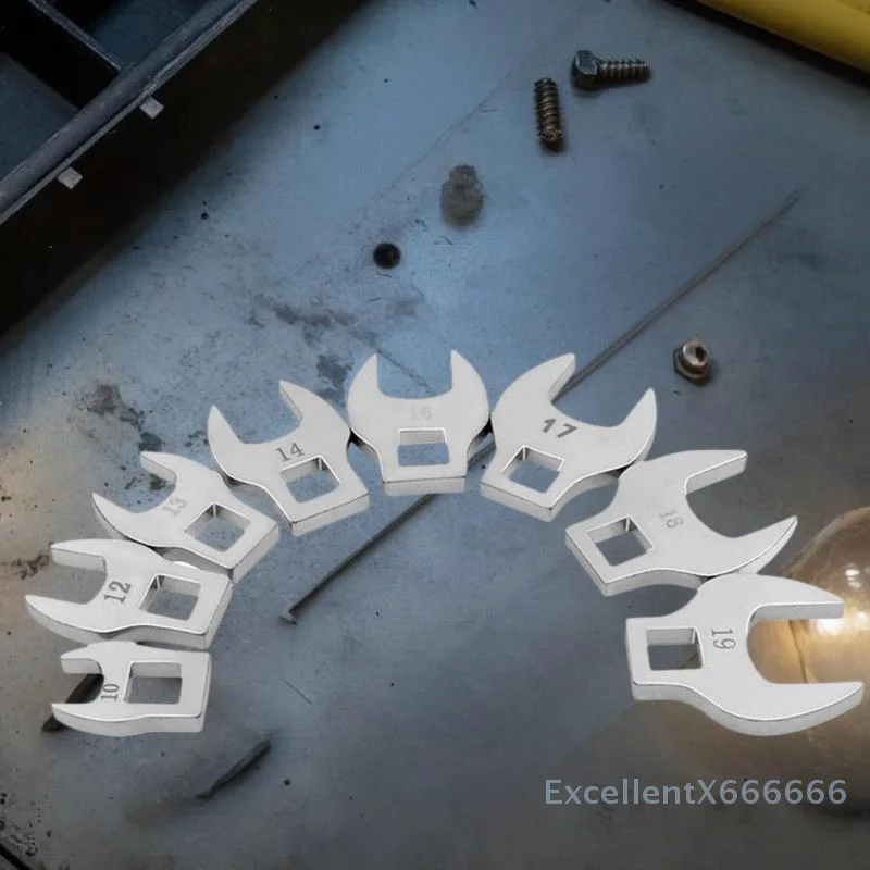 Ключ с храповым механизмом с головкой быка среднего привода 3/8 дюйма со сменной ручкой, набор из 8 рожковых гаечных ключей L-образной формы