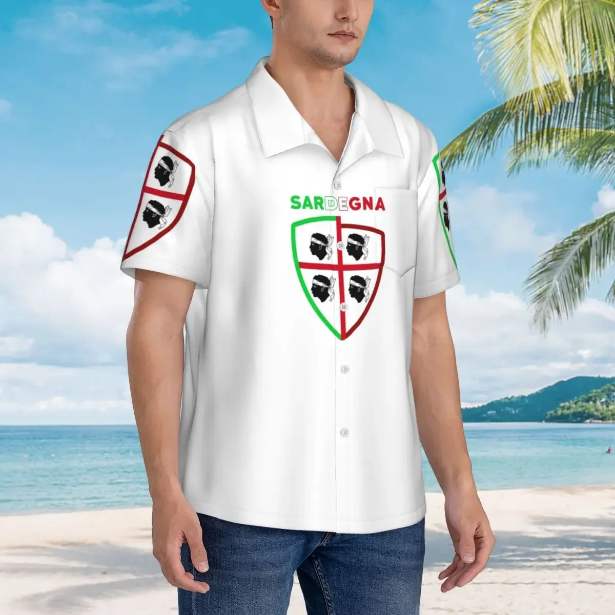 

Corsica Flag French Corsican Pride Hawaiian Shirts Funny Men Short Sleeve Shirt for Summer Beach Men's Lapel Tops