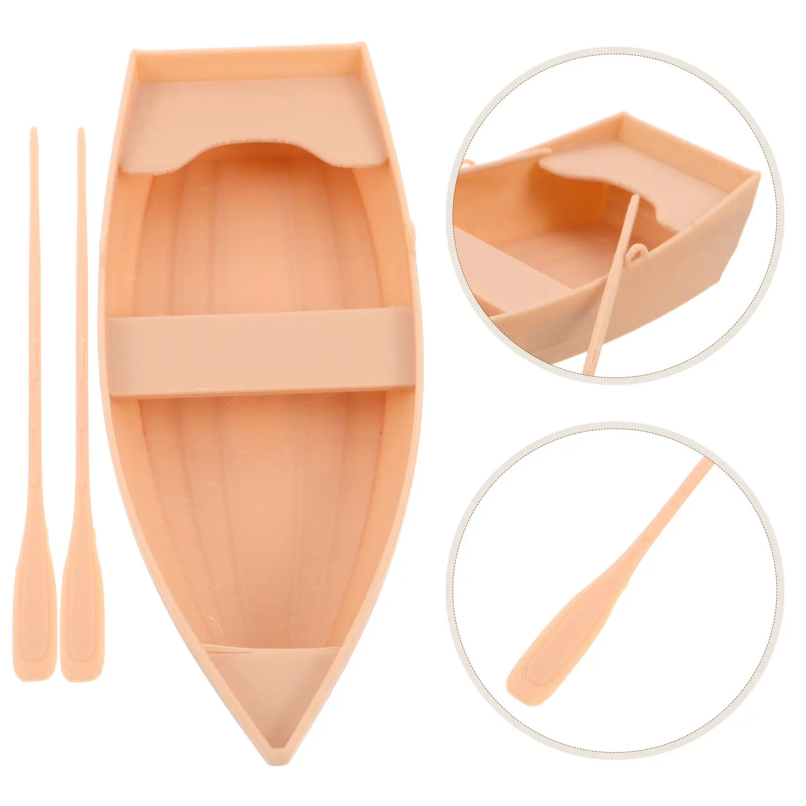 

1Set Miniature Canoe Boat Plastic Fishing Vessel Home Decor Desktop Ornament Small Canoe Craft Accent Shelf Table Centerpiece