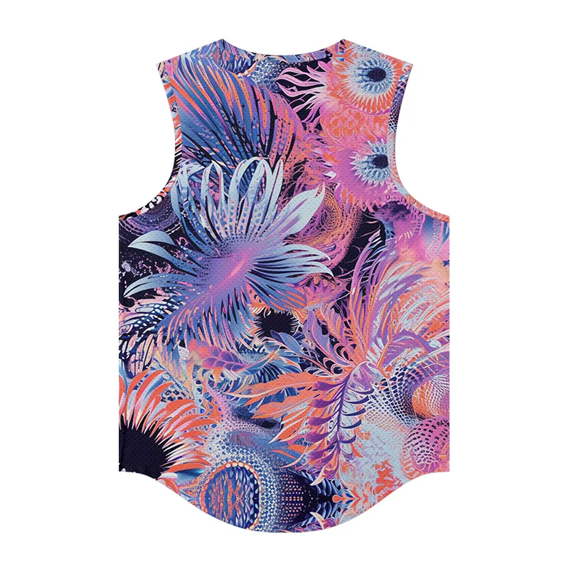 Men's Fashion Sleeveless Bottom Shirt Color Floral Multi-Pattern Printed Adults' Tops Printed Outdoor Sports Quick Dry Tank Top