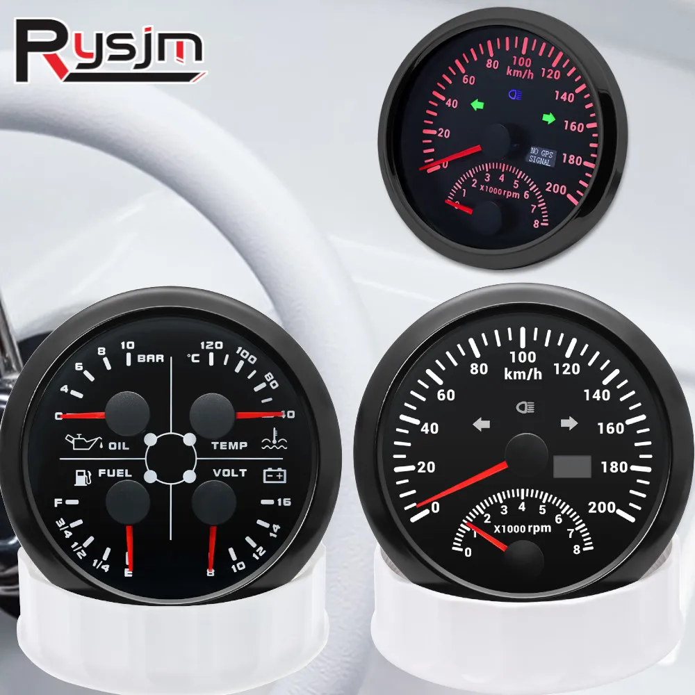 85MM GPS Speedometer Gauge+Tachometer 8000RPM 120kmh 200kmh digital odometer Turn Light 4 In 1 Multifunction Gauge Sensor(Option