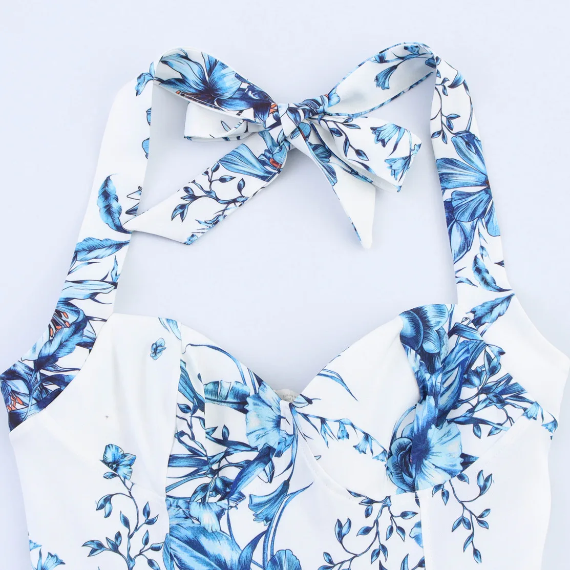 Vestido de Verão F com Estampa Floral e Decote ter, Estilo Francês, Cintura Alta, Fibra de Poliéster, Nova Coleção ...