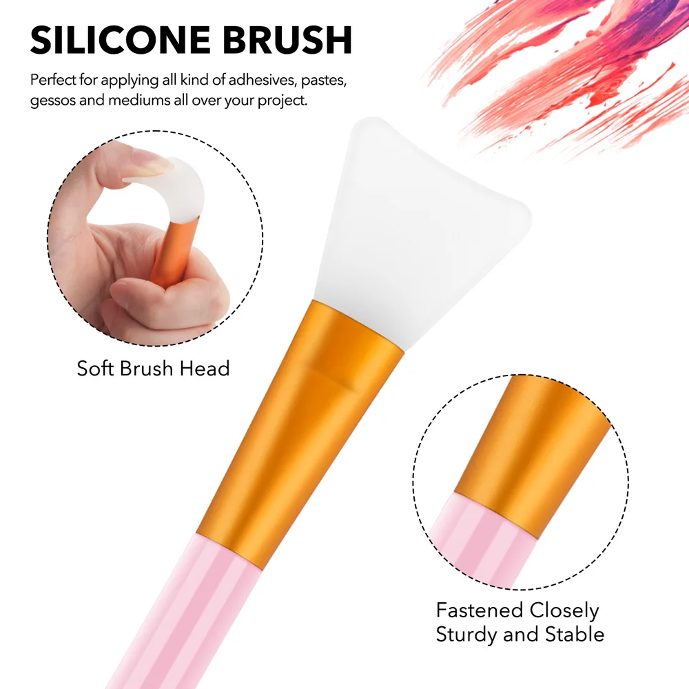 Silicone Craft Brush Spatula Mixed Media Brushes Great as an Adhesive Glitter Epoxy or Paint Applicator Blending Acrylic Paints