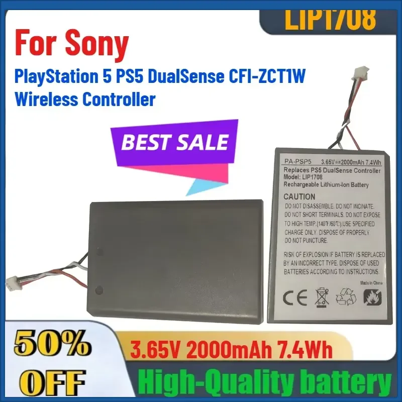 3.65V 2000mAh 7.4Wh LIP1708 Replacement Battery For Sony PlayStation 5 PS5 DualSense CFI-ZCT1W Wireless Controller