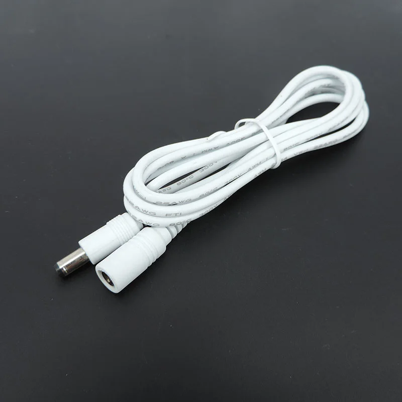 DC Power Supply Cable Extension Cord Adapter Female to Male Connector Plug 12V 5.5mm X 2.1mm Cords for Strip Light CCTV Camera Q