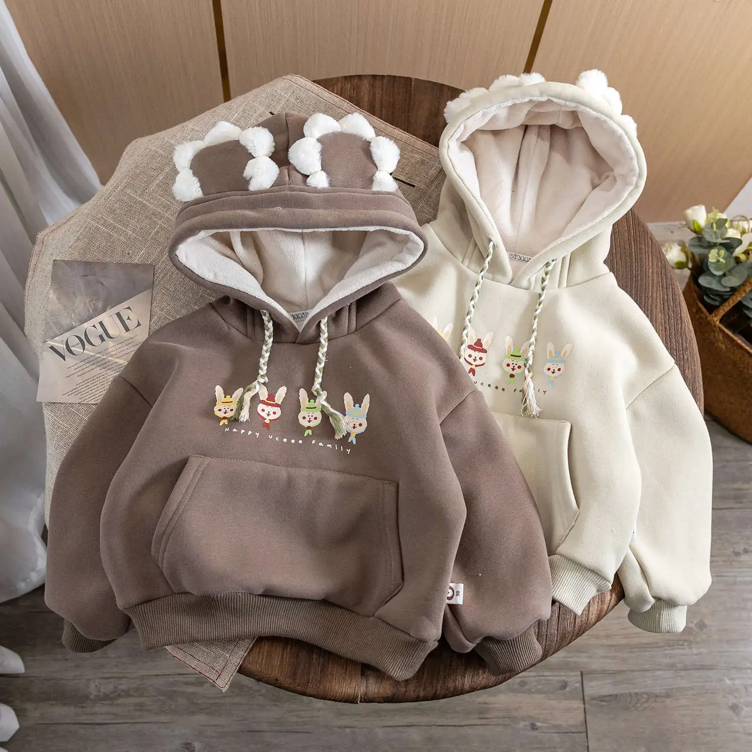 Girls Hoodies Cartoon Hooded For Kids Plus Velvet Children Sweatshirt 2023 Autumn Winter Baby Pullover Toddler Outerwear Clothes