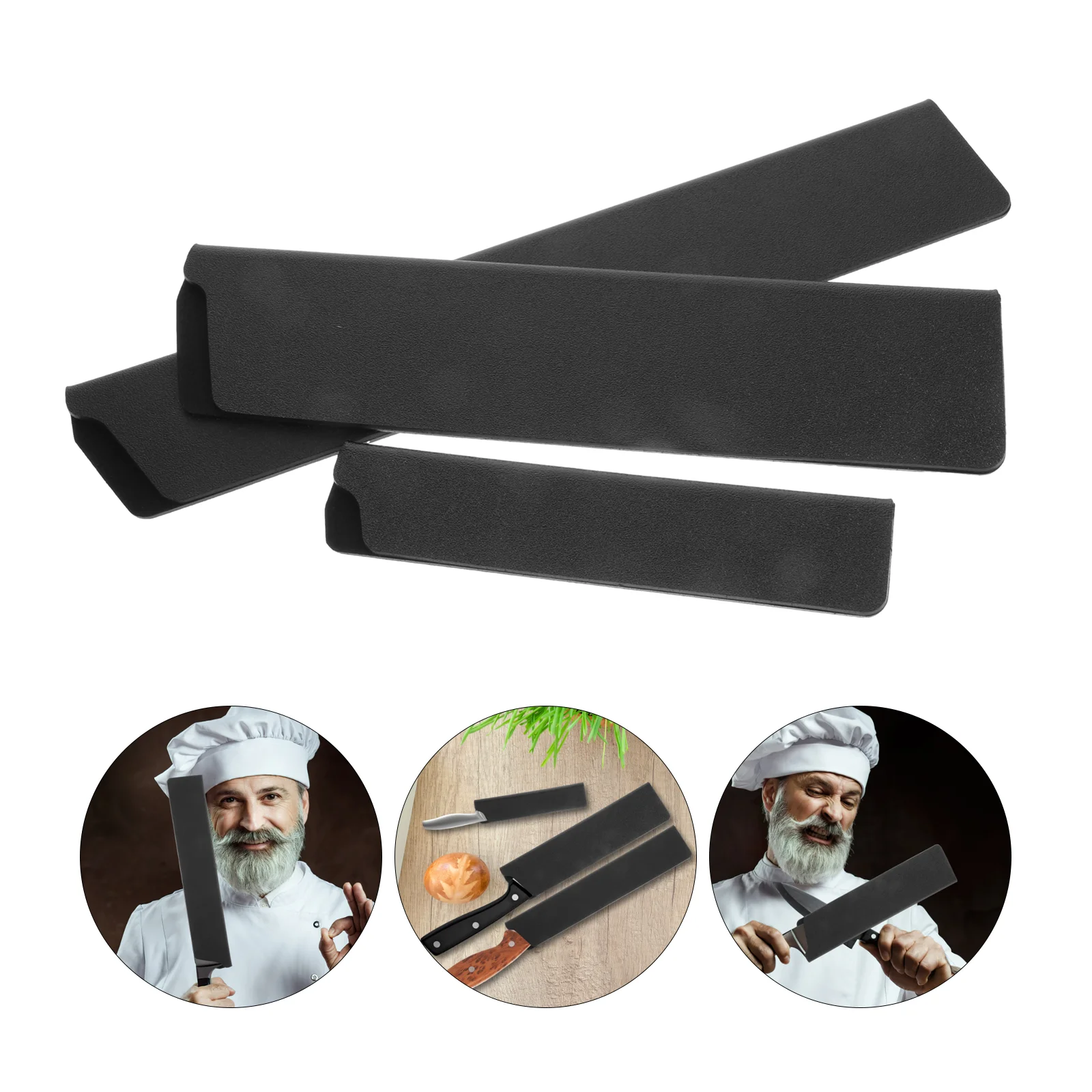 3 Pcs Kitchen Knife Storage Inner Flocked Blade Protection Jacket 3pcs Bread Protector Abs Knives Cover