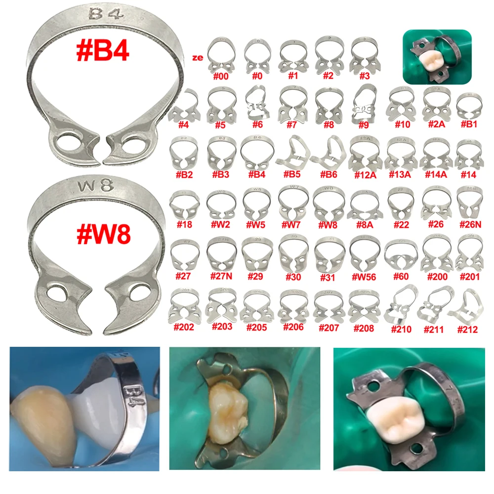 

Stainless Steel Dental Rubber Dam Clamps Endodontic Restorative Barrier Clips Stainless Steel Frame Holder Molar Teeth Materials
