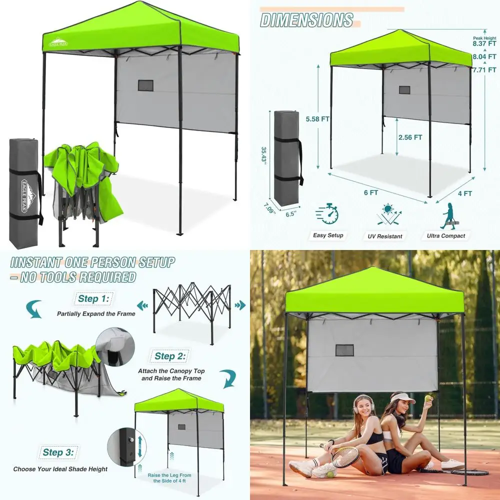 Tragbares, leichtes 6x4-Sofort-Pop-Up-Überdachung mit verstellbarer Sonnenwand, kompaktes und einfach einzustellendes Zelt für Veranstaltungen im Freien