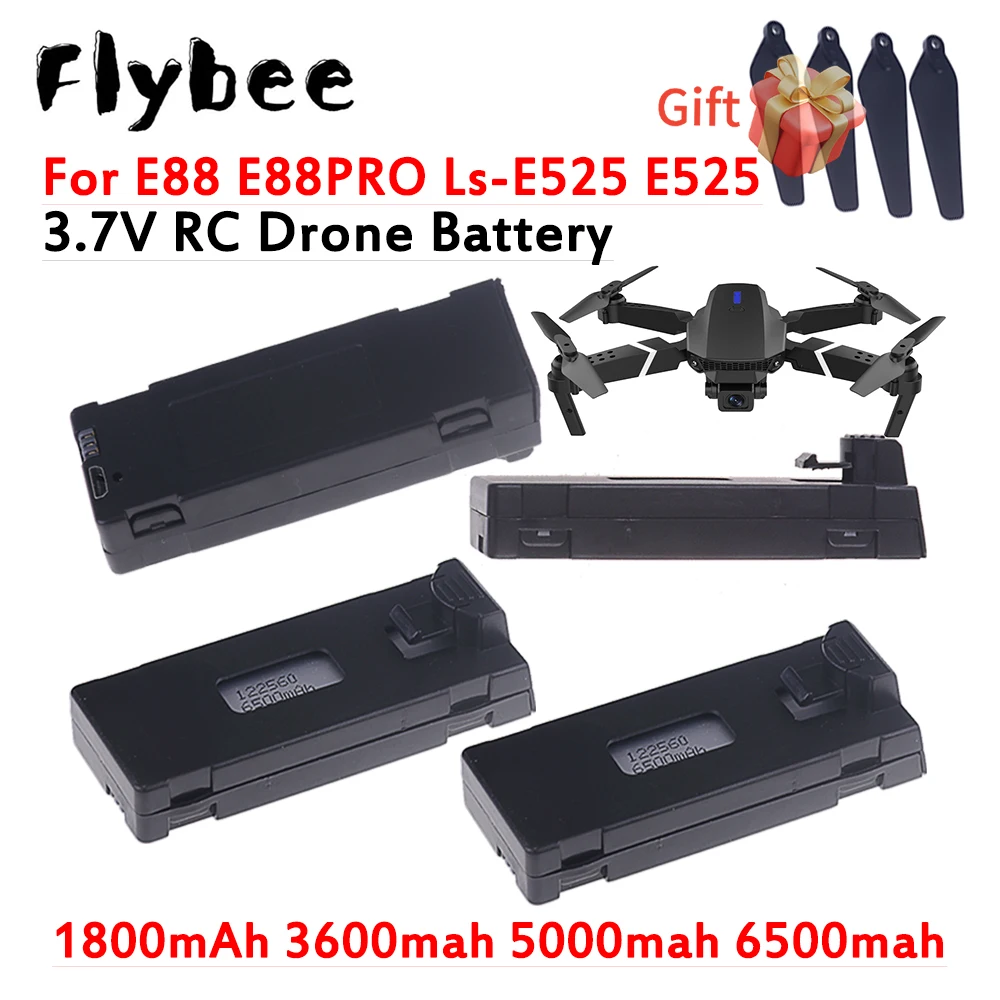 Batería de dron de 3,7 V, 6500/5000/3600/2600/1800mah para E88 E88PRO E99 E525 E100 S98 F185 F195 P1 K3 P10 A13, piezas de cuadricóptero RC