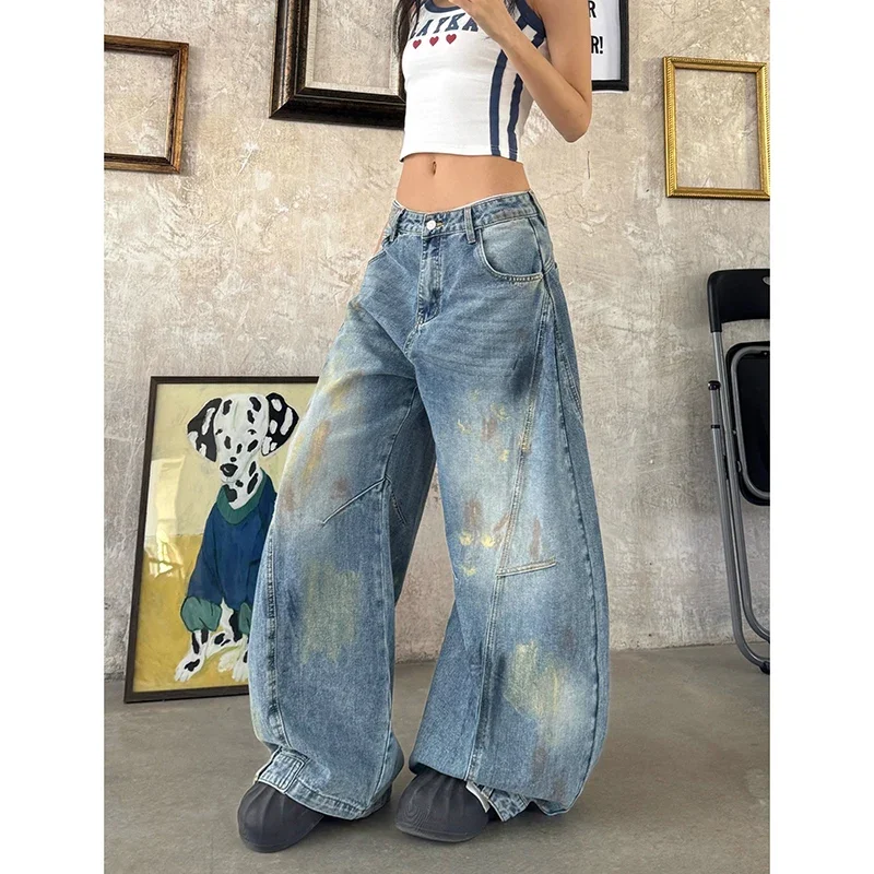 Vrouwen Vintage Blauwe Baggy Jeans Vrouwelijke jaren 90 Streetwear Harajuku Boyfriend Denim Broek 2000s Oversize Y2k Grunge Broek Kleding