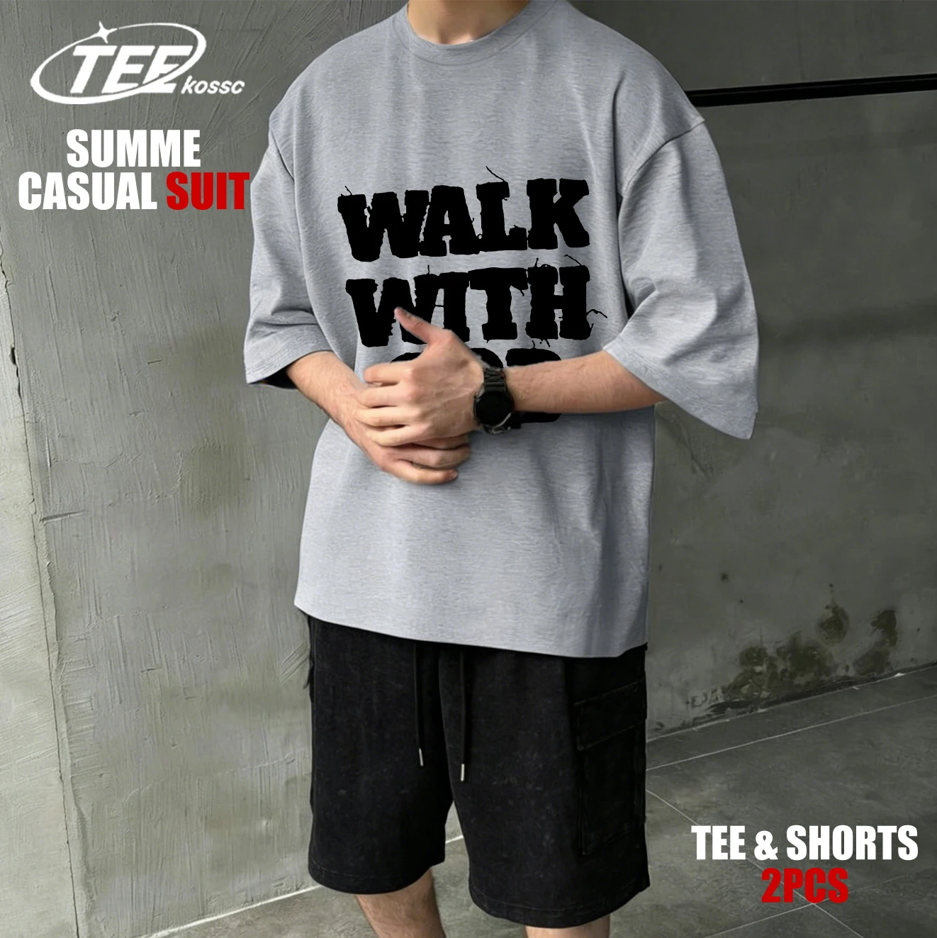 

Мужская футболка с принтом Walk With God, универсальная футболка в стиле хип-хоп с короткими рукавами, повседневные хлопковые шорты с карманами, футболка унисекс с круглым вырезом, футболка оверсайз