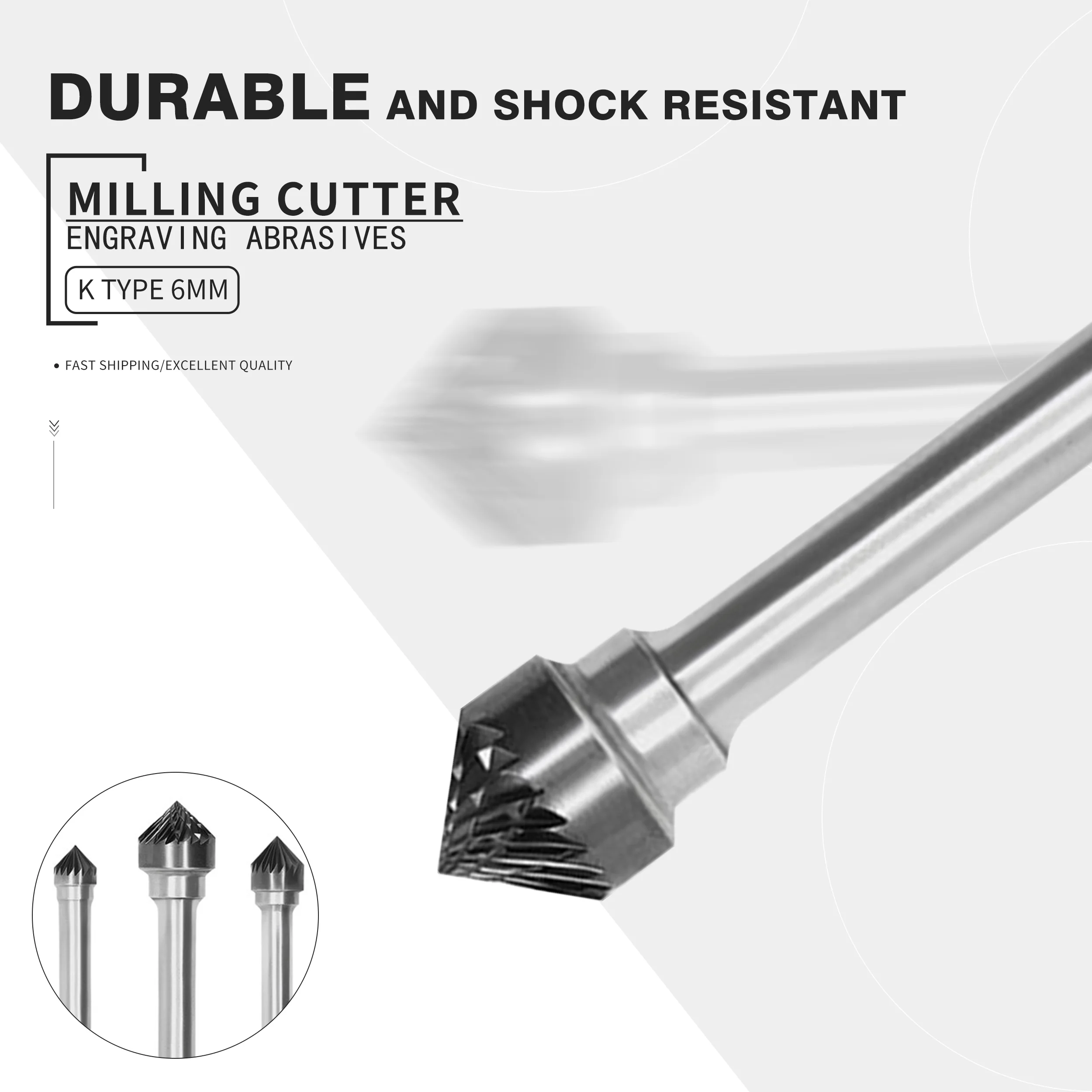 Tungsten Aço Arquivo Rotativo 90 ° Cônico Milímetros Shank Metal Moagem Cabeça Carbide Rotary Burr Carving Fresa k Kx0603 1608m06