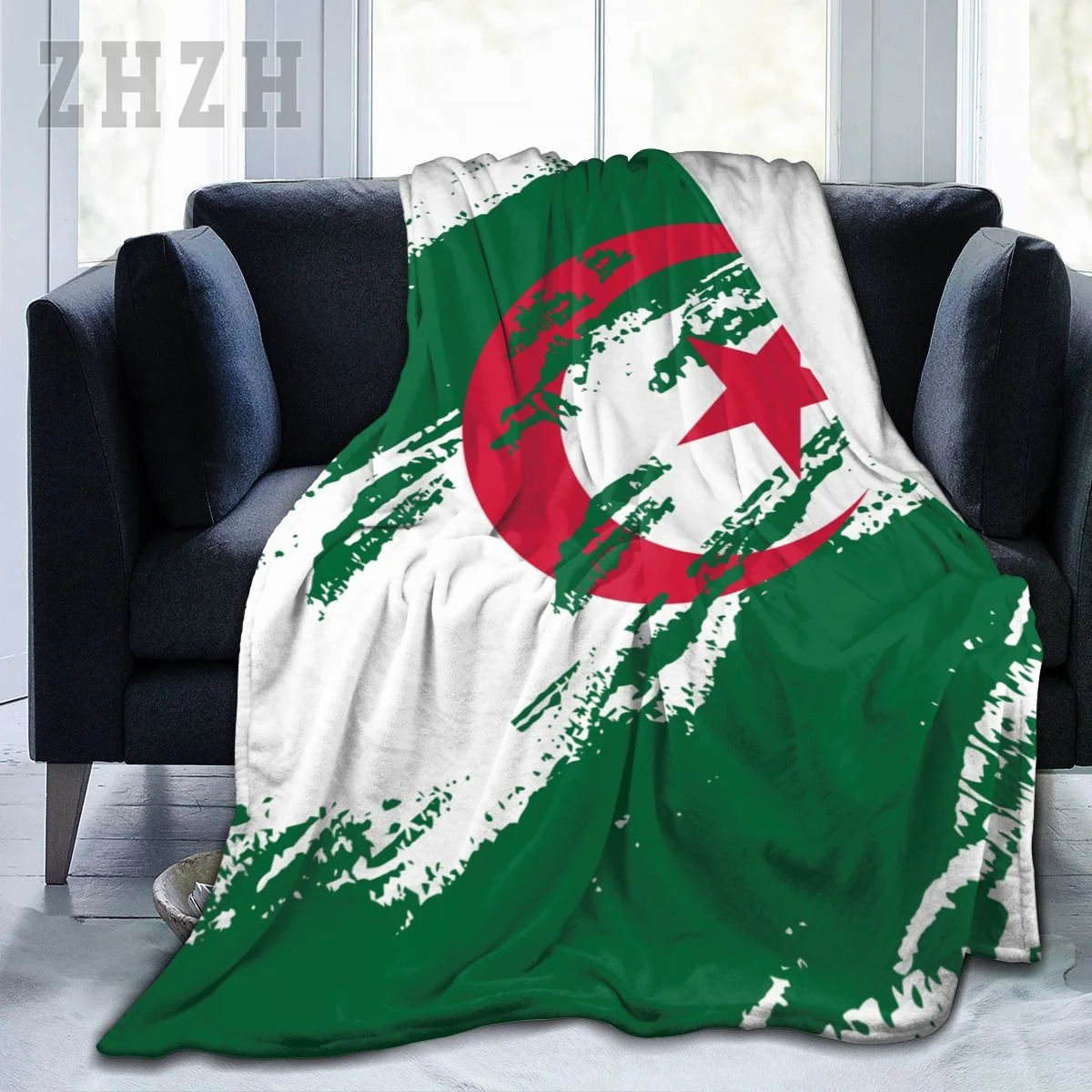 Blanket Algeria Flag Color Flannel Multifunction Camping Sofa Cover Keep Warm