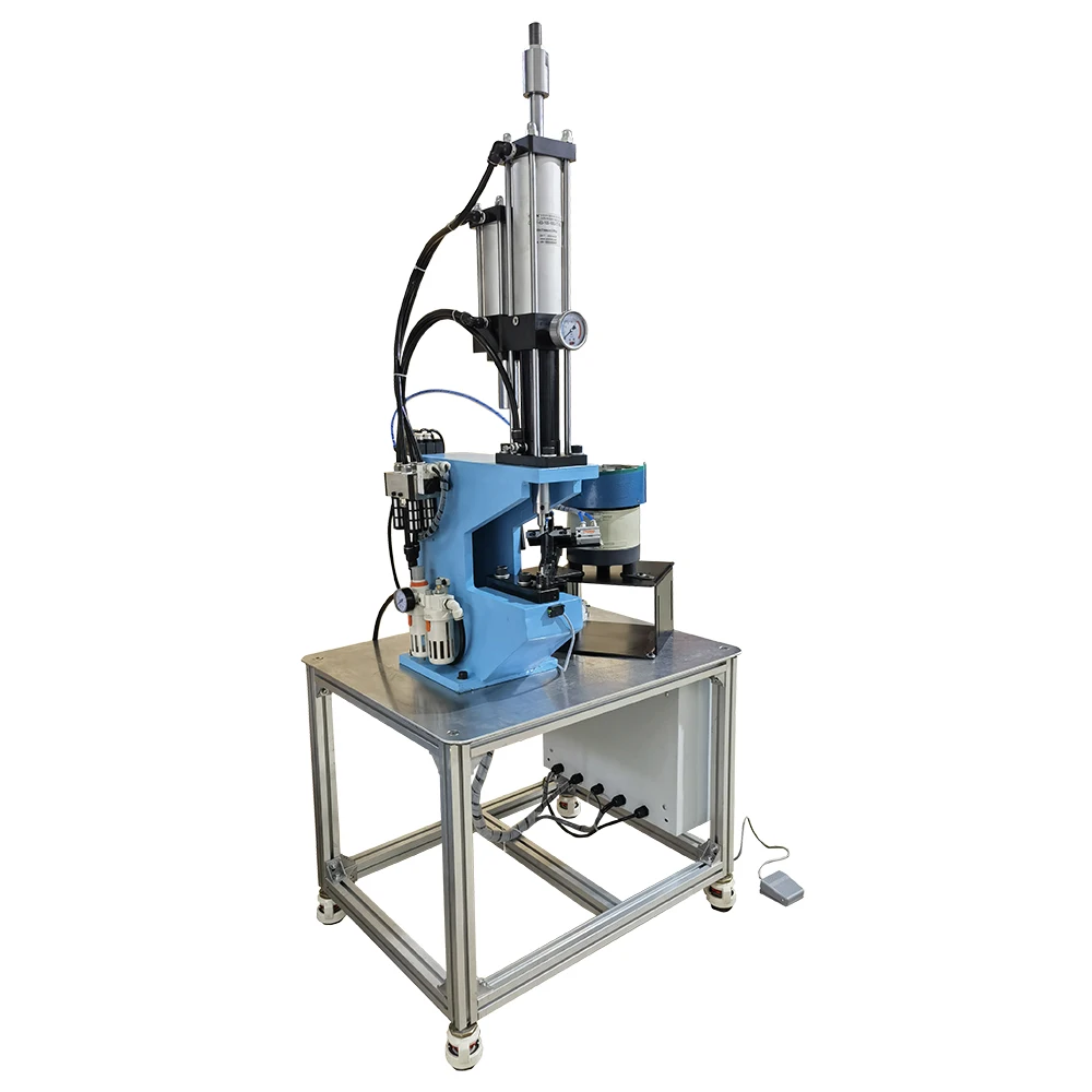 Full Automatic Pneumatic c Frame Foot Pedal Operated  Feeding Solid Rivet Press Fastening Riveting Machine