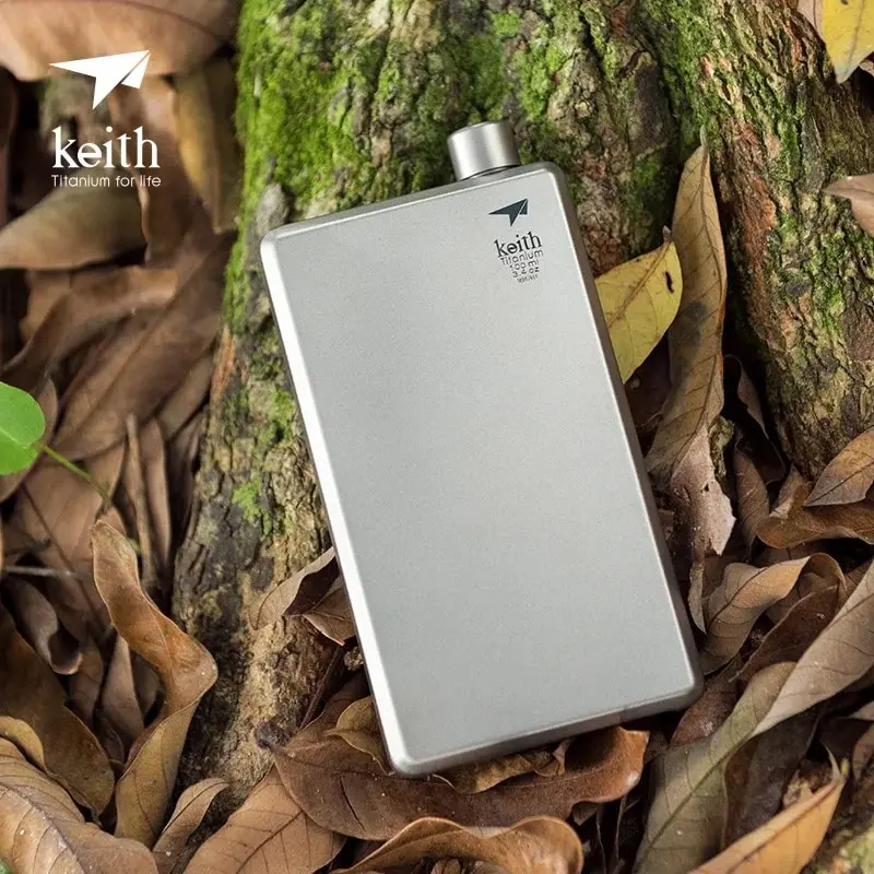 Keith Pure Titanium Hip Flask With Funnel 100ml Drinkware Outdoor Sports Camping Hiking Pot Whisky Wine Alcohol Bottle