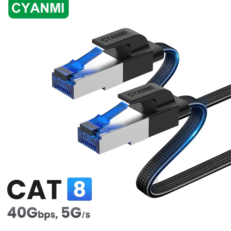 CYANMI Cat 8 Ethernet Cable 2000MHz 40Gbps High-Speed RJ45 Network Cord for Gaming PC PS5 Xbox Modem Router Indoor LAN Cable