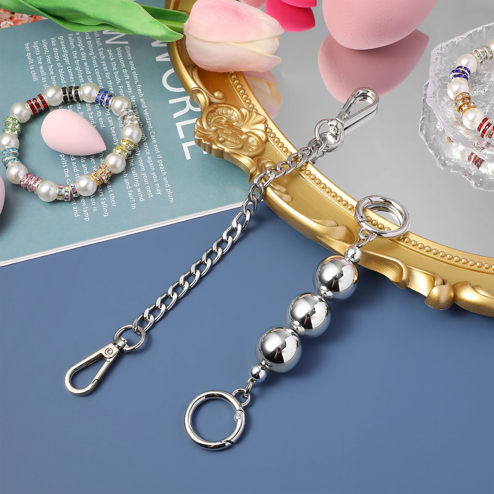 

4 Pcs Bag Strap Extension Chain Silver Metal Adjustable Purse Extender Chains For Handbags Wallets Shoulder Bags Box Accessories