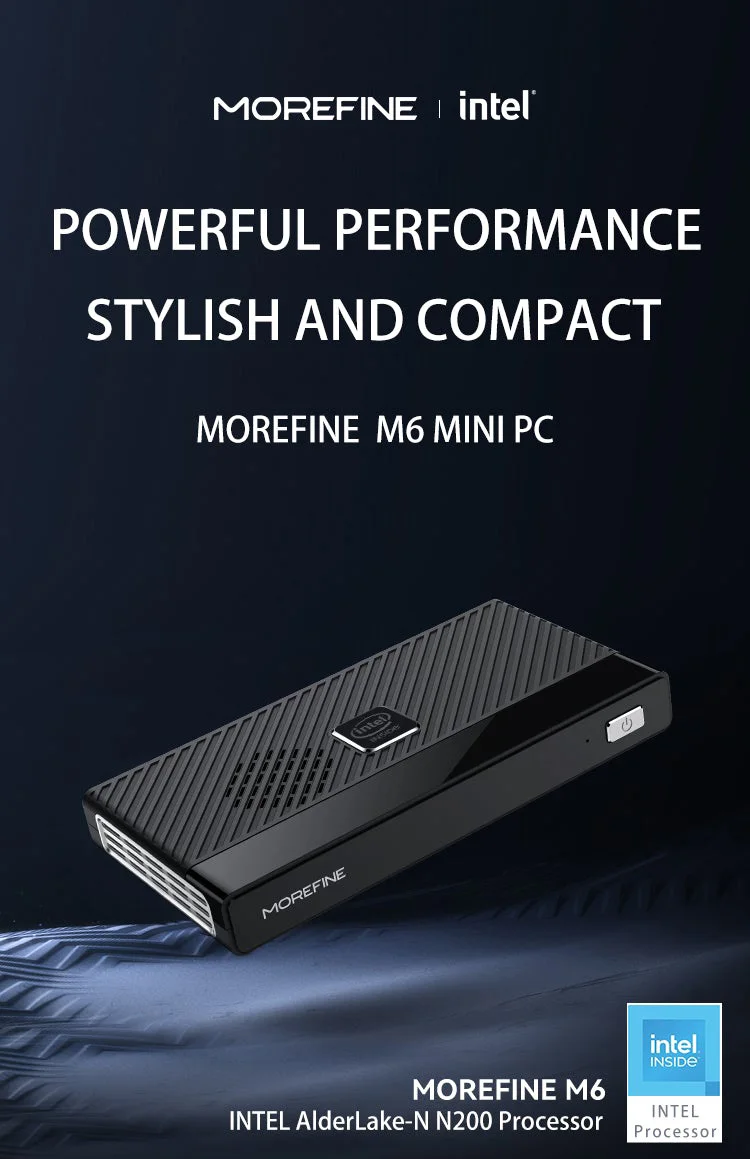 Morefine M6 Intel N100/N200 MINI PC LPDDR5 16GB 2*M.2 SSD Windows 11 Pro WIFI6 BT5.2 2.5G Lan Desk Office MINI PC Gamer Computer