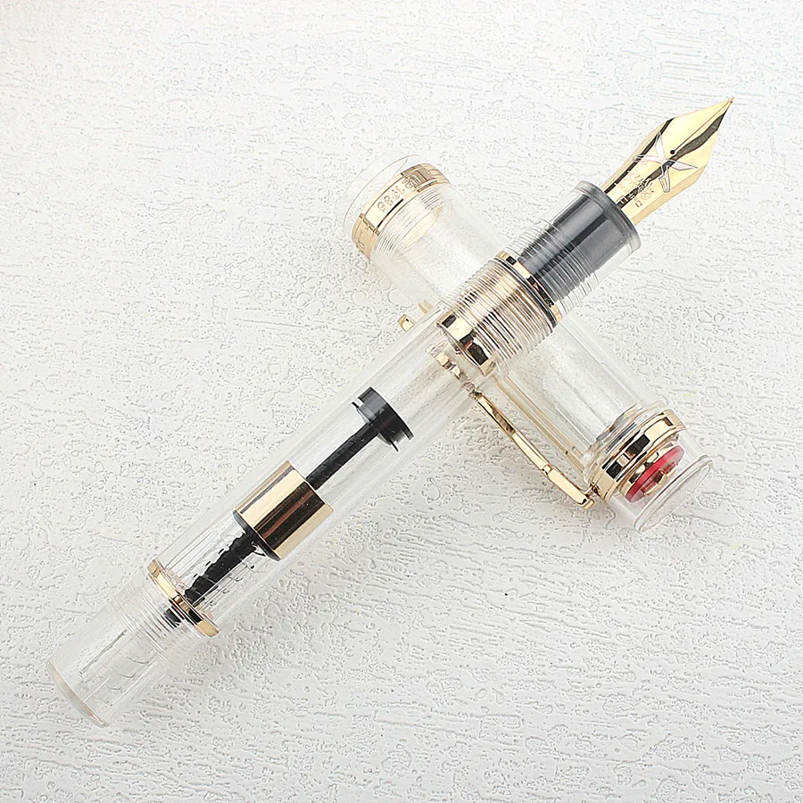 Jinhao 1935 Fountain Pen Luxury Guitar Clip F/M Nib Transparent White Resin Writing Ink Pens Office School Supplies gift pen