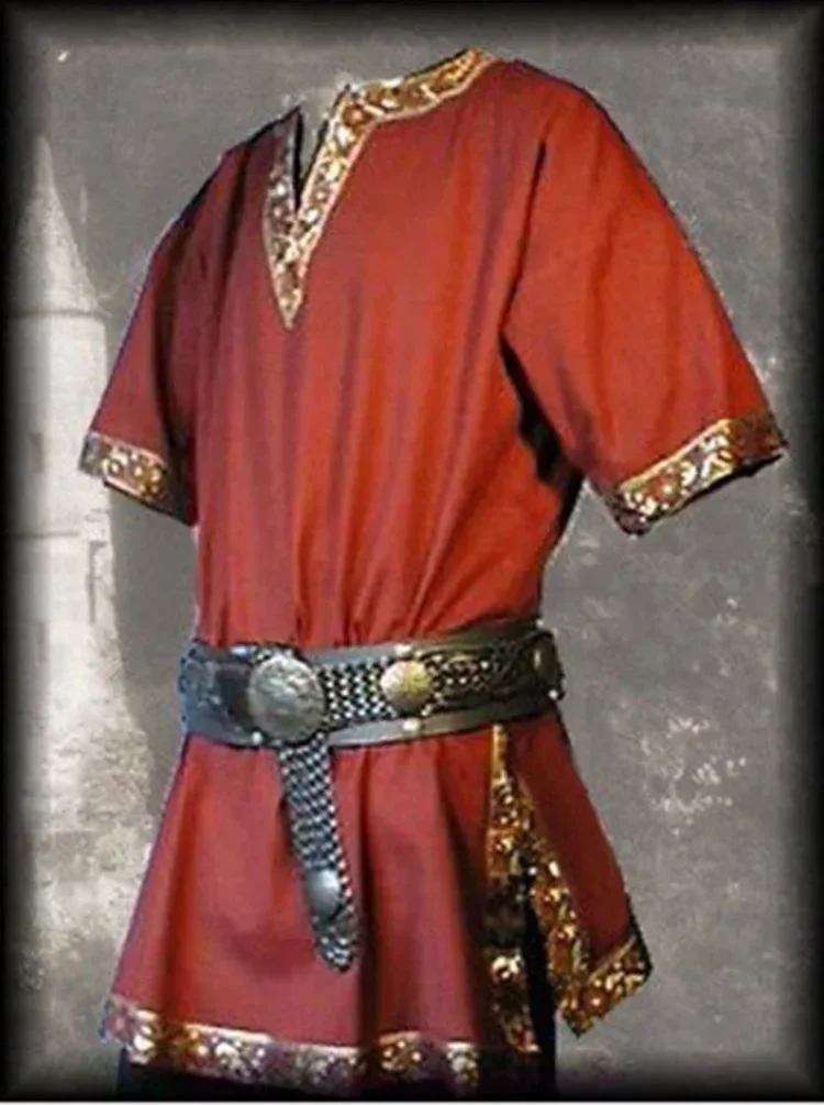 Medieval Renaissance Costumes Men Cosplay Nobleman Tunic Aristocrat Chevalier Warrior Halloween No Belt Clothing