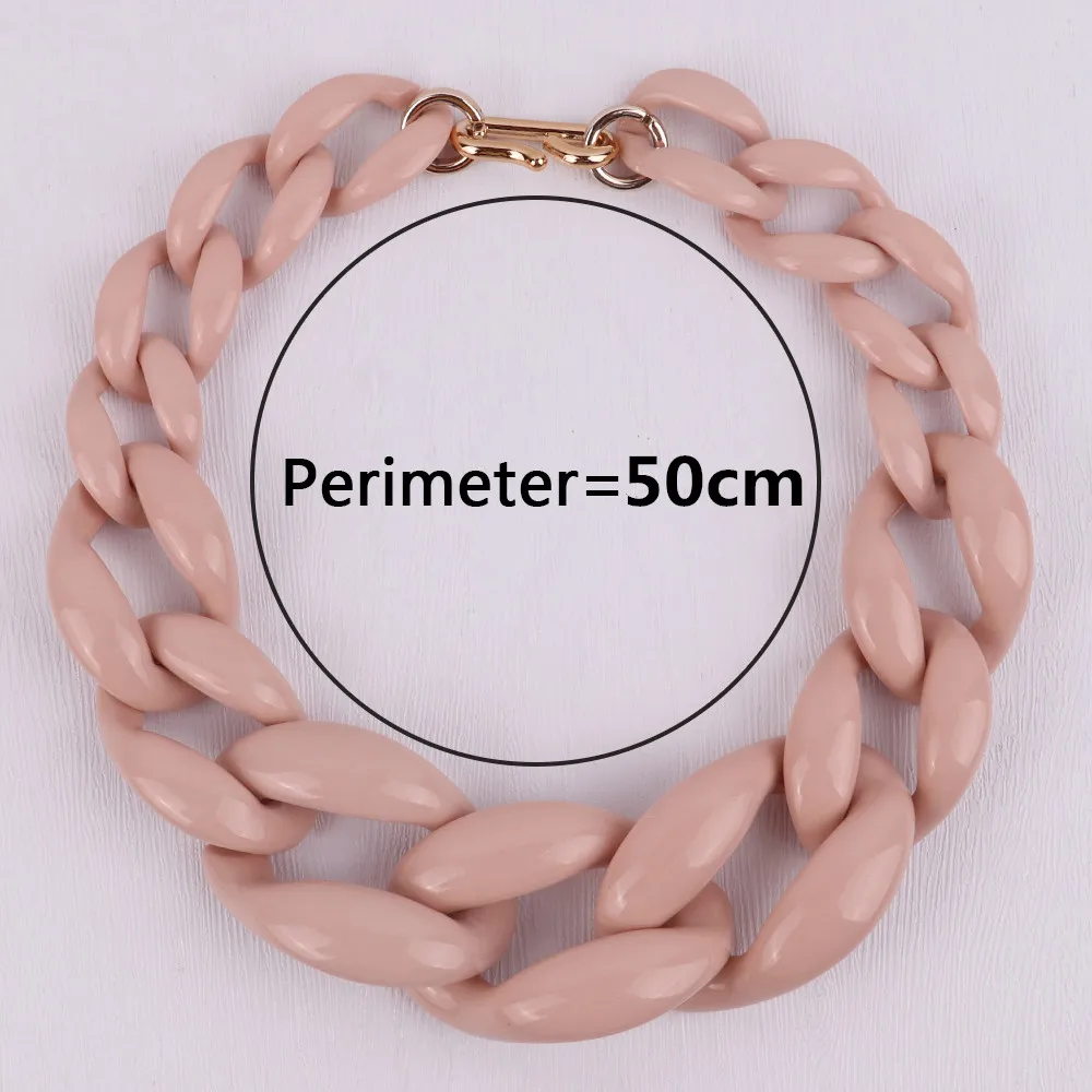 New Trendy Big Acrylic Pink Choker Necklace For Women Vintage Resin Chunky Chain Collar Necklaces Pendants Jewelry Party Gifts