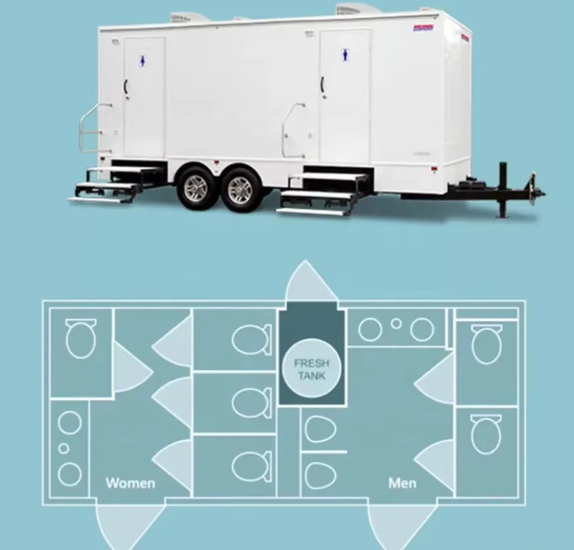 Custom High Quality Mobile Outdoor Toilet & Shower Room, Prefab Portable Restroom for Weddings Parties Camping