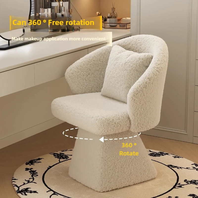 غرفة خلع الملابس الفاخرة الخفيفة، طاولة تزيين غرفة النوم، كرسي طعام دوار، مقعد، مصمم مكياج راقي، مقعد تزيين فرنسي #3