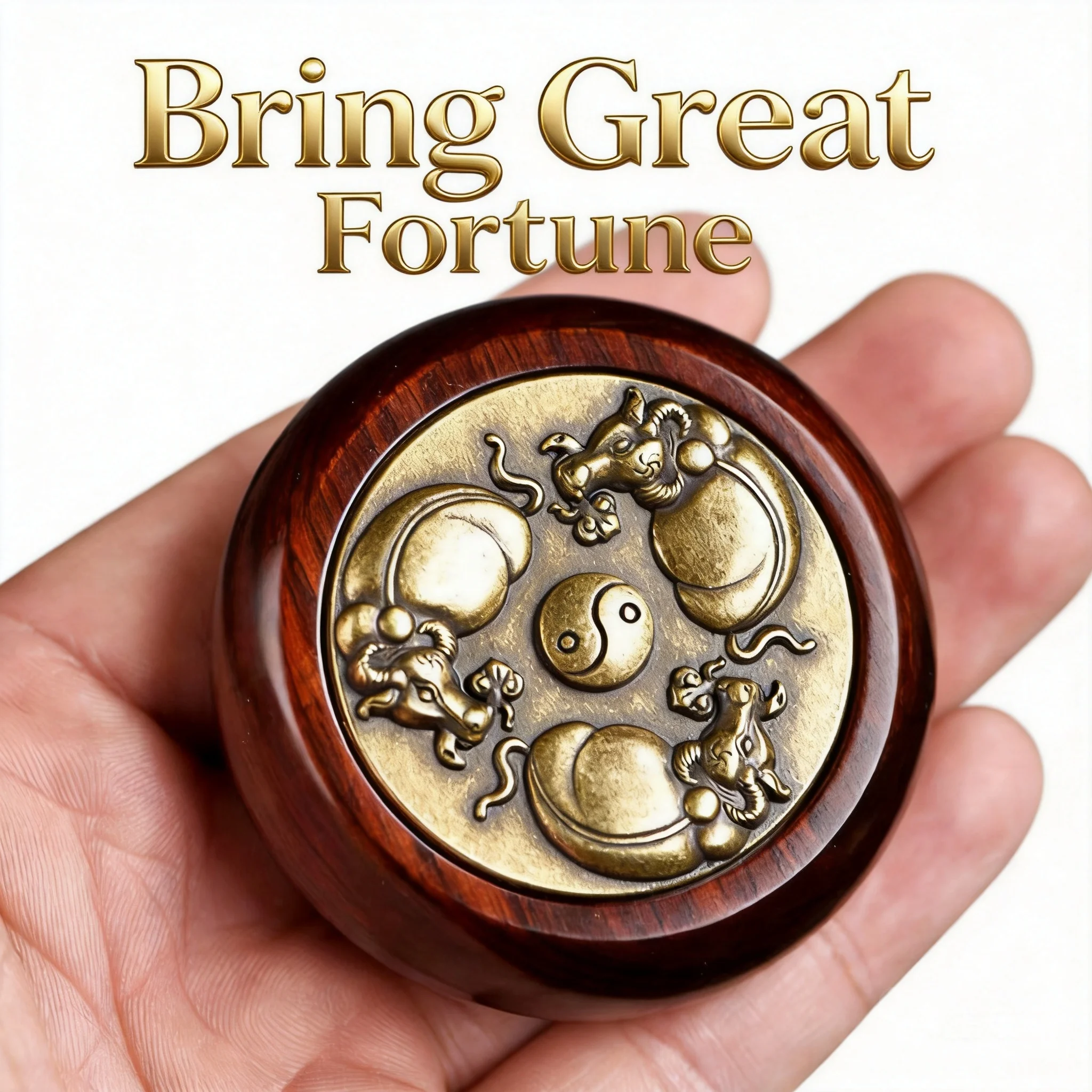 Snqp Chinese Style Red Sandalwood Brass Rotatable Ox Lucky Wealth Attracting Blessing Stress Relief Fidget Hand Toy Wenwan Good