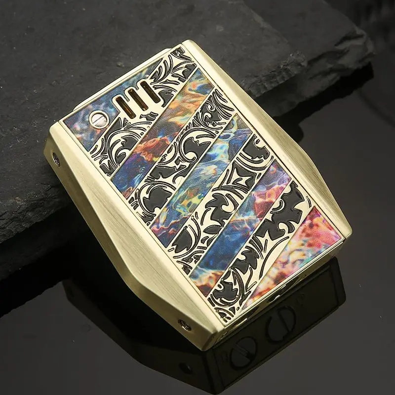 Honest Press Mechanical Kerosine Lighter with 3D Color Print Carved One-Click Ejection Retro Design Men's Gift