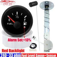 Medidor de nivel de combustible Universal para coche, 2 "", 52MM + Sensor de nivel de flotador de combustible, medidor de combustible con retroiluminación roja de 240-33 OHM con alarma para barco yate
