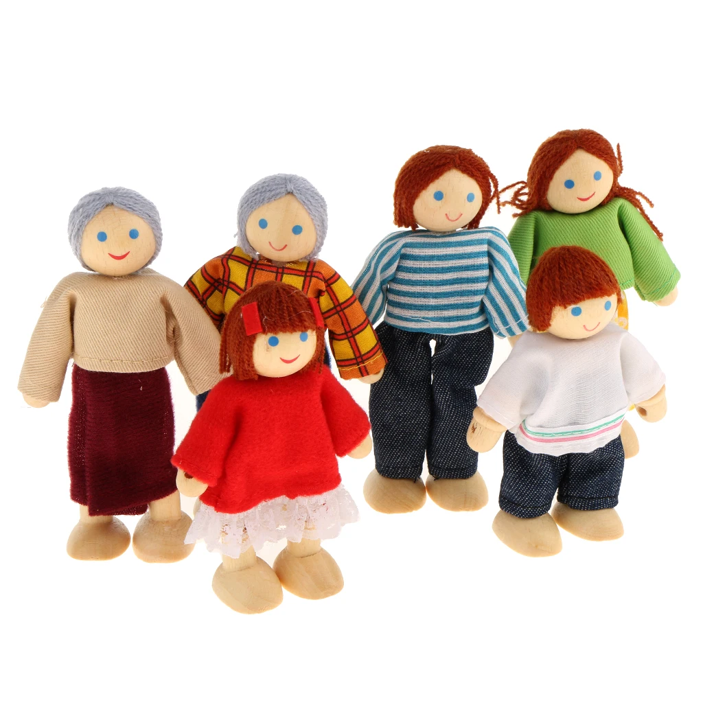

Dollhouse Furniture Miniature Wooden Family Members Set Kids Pretend
