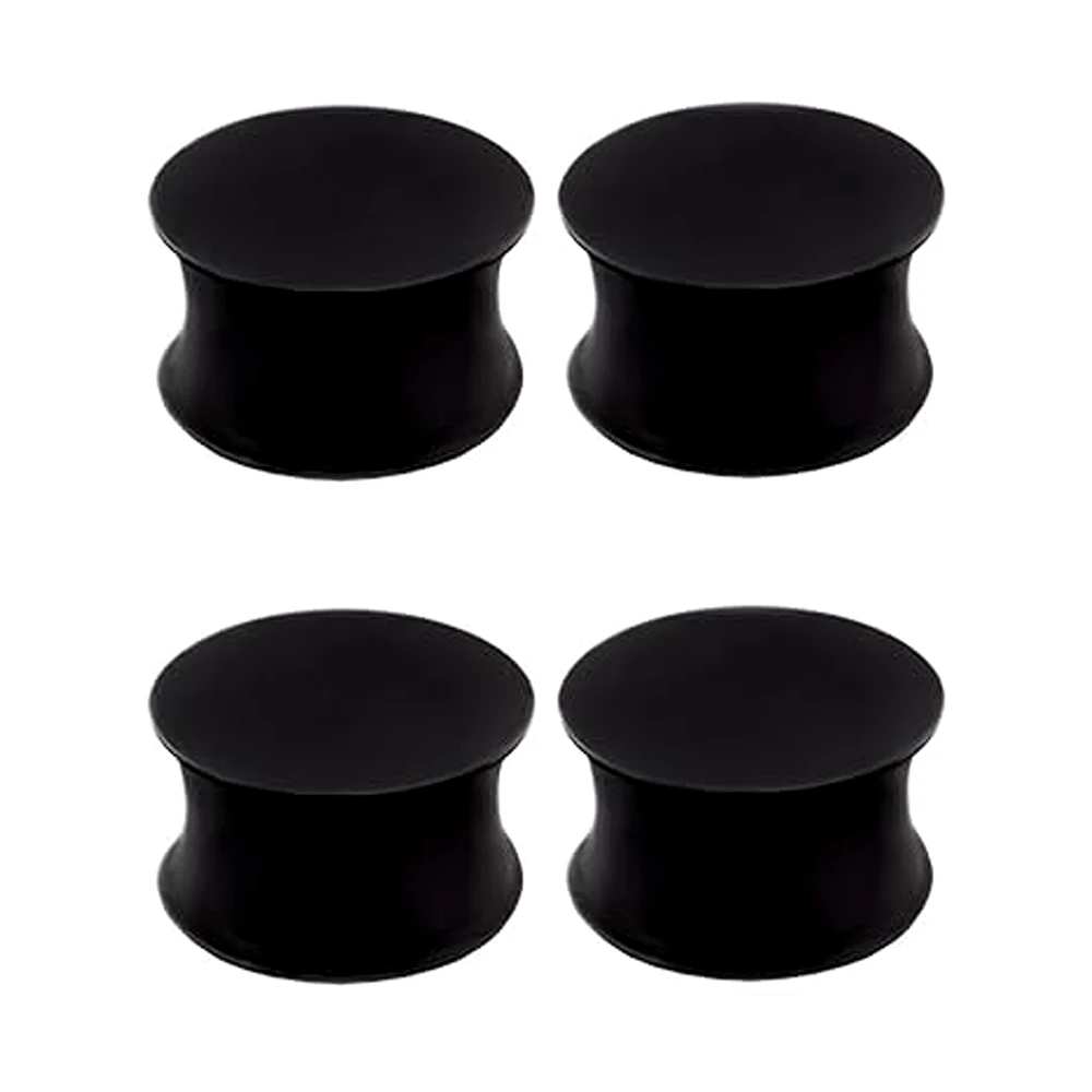 4 قطعة أبيض أسود سيليكون الأذن مقياس التوصيل اللحم نفق الصلبة اسطوانة مزدوجة متوهج 6 جرام (4 مللي متر) إلى 1 "(25 مللي متر) المتوسع