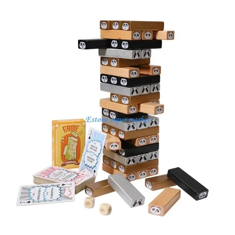 090B Wooden Building Block Sensory Stacking Toy Balancing Puzzle Block Fine Motor Skill Training Toy Tumble Tower Party Props