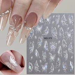 Auroras Butterfly 3D Nail Stickers Laser Wings Waving Design Sliders for Nails Girls Party Foil for Manicure Autumn FlowerDecor