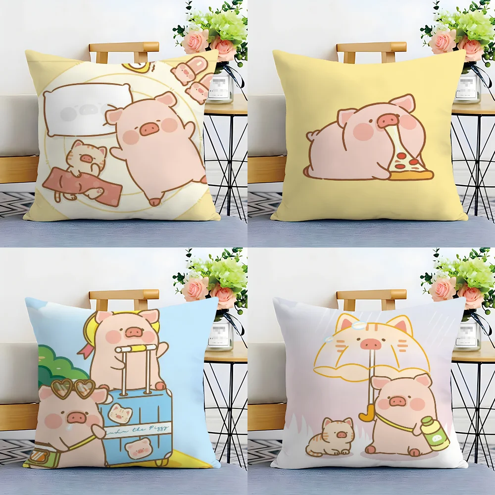 Cute Cartoon lulu pig Pillow Case Plush Fabric Soft  Pillowcase Double Sided Print Cushion Cover Household Gifts