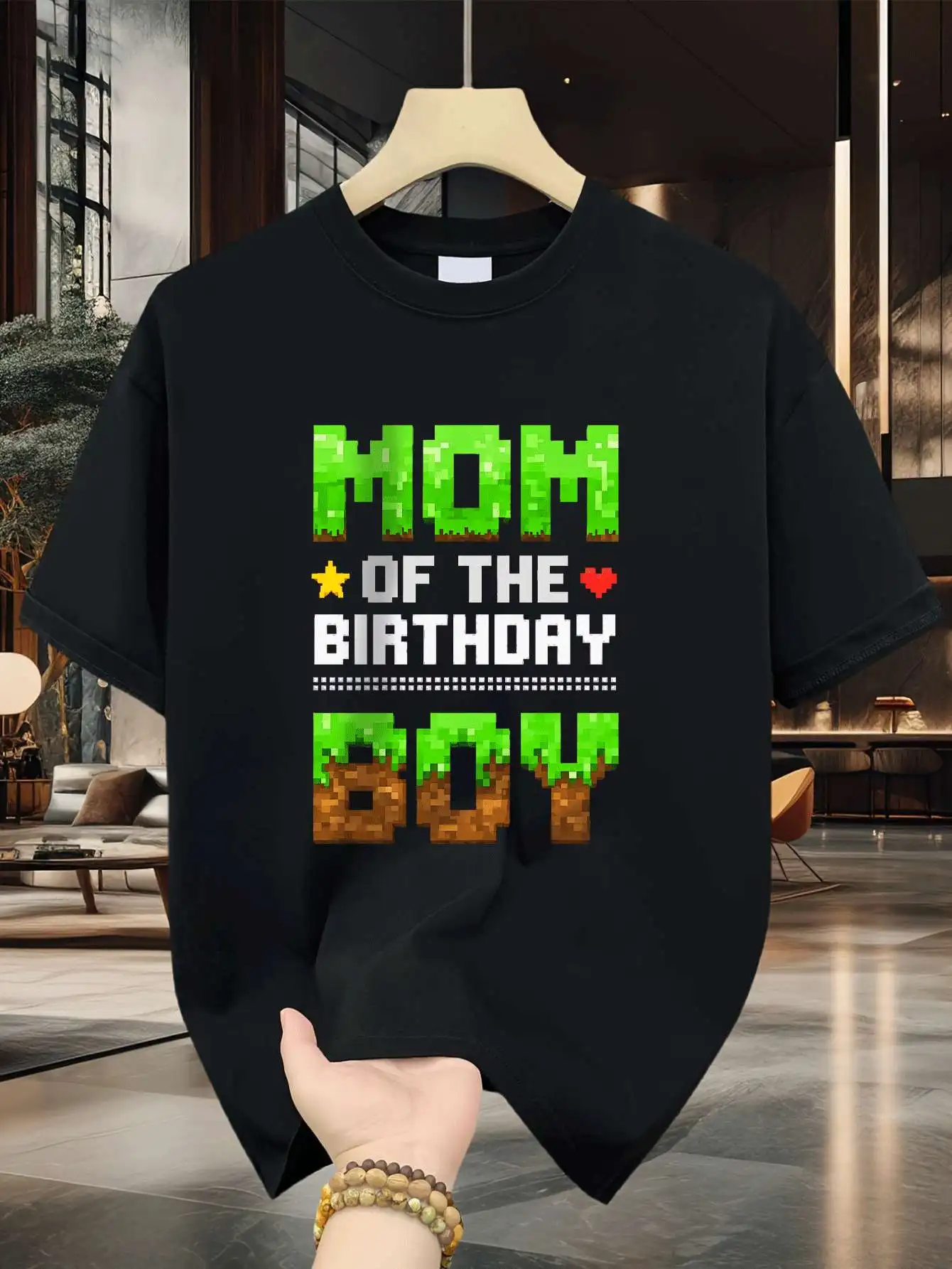 Pixelated Grass Text Graphic Pattern Mens Printed Tshirt Home Office Street Outdoor Travel Party Casual Wear .